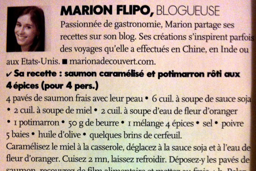 Parution magazine ELLE Décembre 2013 « Réveillon vite un menu ! »